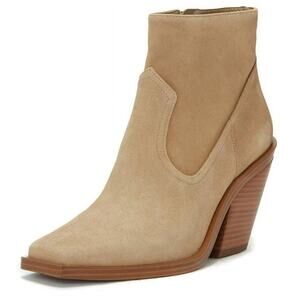 Vince Camuto Ankle Boots Size 5.5 Tan Suede‎ Western Style Block Heel